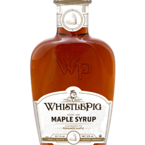 A bottle of whistlepig maple syrup.